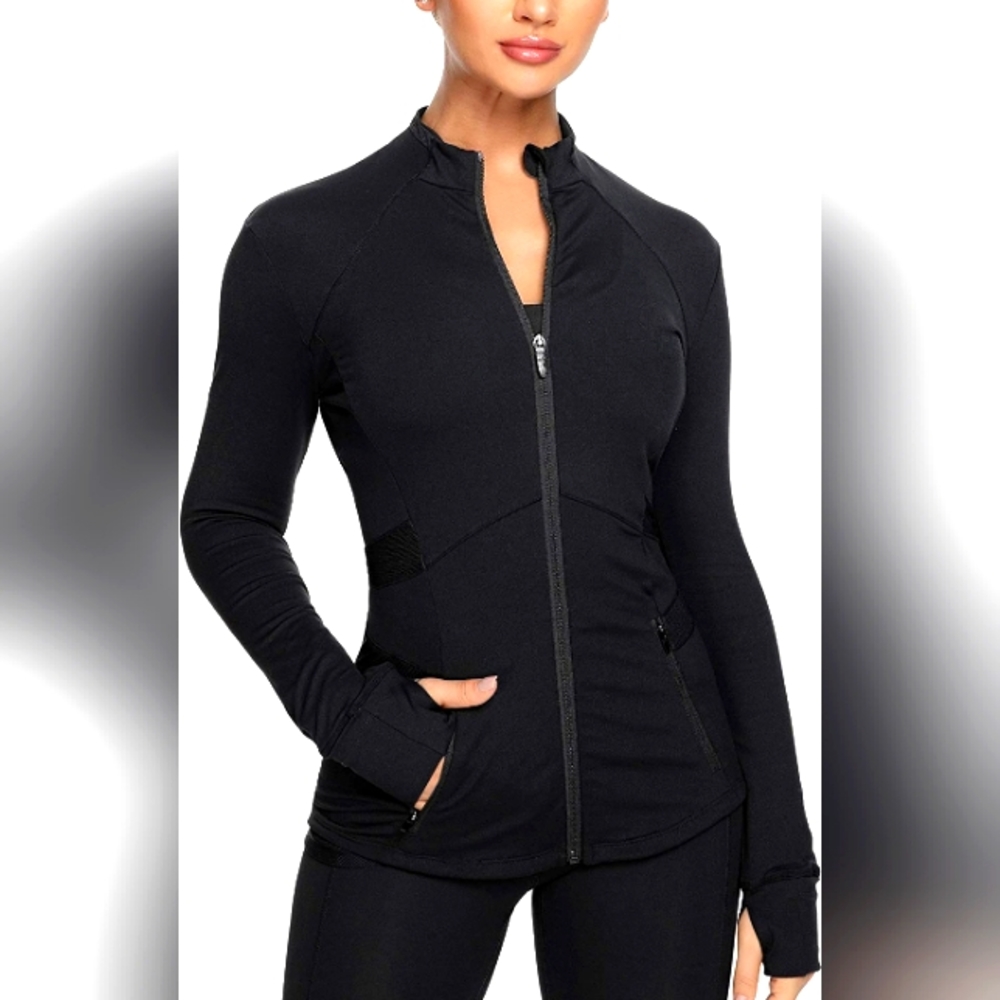 QUEENIEKE Running Jackets for Women Full Zip Slim Fit Thumbholes Athletic, XXL